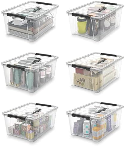 WYT Clear Latch Storage Bins, 6-Pack, 5-Litre