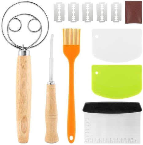 Sourdough Bread Baking Tool Set -Danish Dough Whisk Set of 6 Pieces