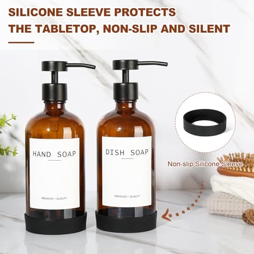 RYTOXILO Hand Soap Dispensers, 2 Pack, Amber Glass
