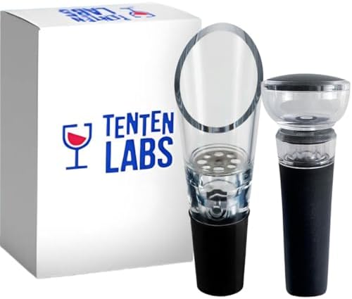 TenTen Labs Premium Wine Aerator Pourer and Wine Pump Stopper (2-pack)