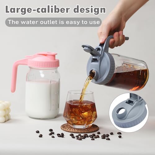 4Pack 32oz Glass Pitcher with Lid, Wide Mouth Storage Container,1