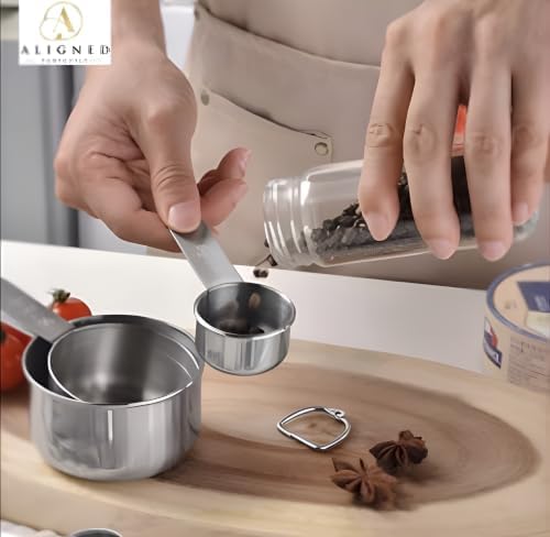 No Rust 10-Piece Stainless Steel Measuring Cups & Spoons Set, Cups and