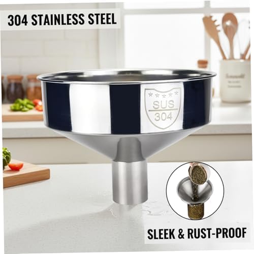 Large Mouth Funnel, 8-Inch Wide Stainless Steel Funnel for Kitchen