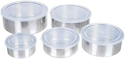 Classic Cuisine Stainless-Steel Bowls with Lids, 5-Piece-Set