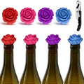 5‐Pack Silicone Wine Stopper Set, Rose Bottle Stopper+Wine Opener