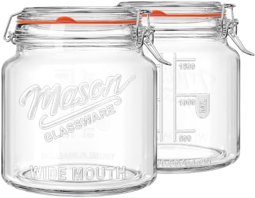 Qianfenie 2 Pack 64 oz Glass Mason Jars