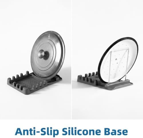 Silicone Utensil Rest with Foldable Stainless Steel Lid Holder