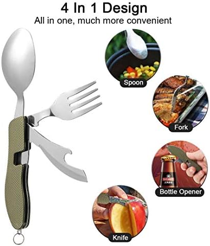 2Pcs Detachable Camping Utensils Cutlery Set, Caudblor Portable 4 in 1
