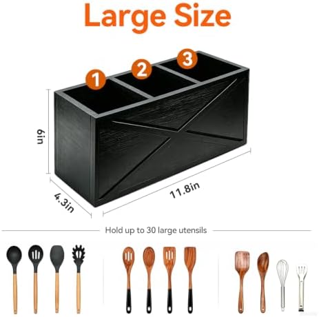 Kitchen Utensil Holder,Countertop Utensil Organizer Pine X-Pattern