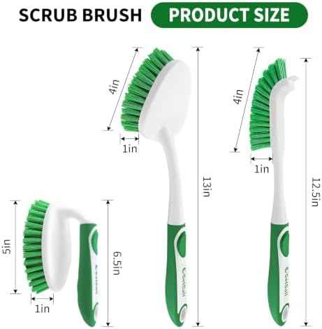 Scrub Brush Set, 4 Pack, Green