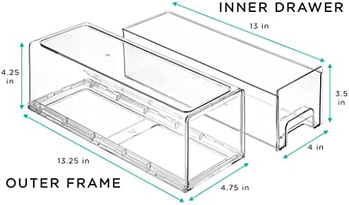 Sorbus Clear Storage Drawers, Small Wide, 2 Pack
