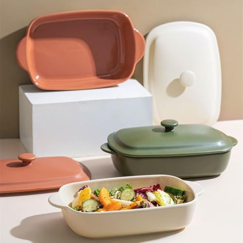 Ceramic Casserole Dish with Lid,33oz Covered Rectangular Baking Dish