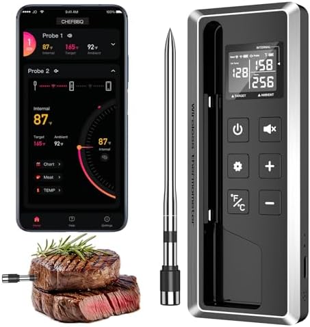 Wireless Meat Thermometer with Smart Timer and App Control