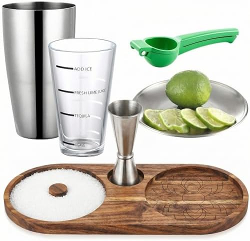 Mifoci 6 Pcs Acacia Wood Margarita Gift Set, Salt and Sugar Rimmer