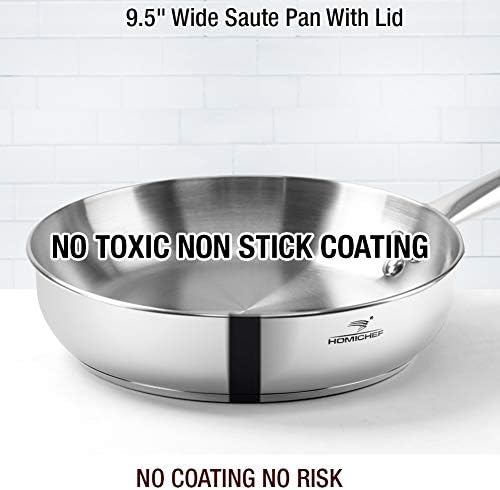 HOMICHEF 14-Piece Nickel Free Stainless Steel Cookware Set - Nickel Free Pots and Pans Set - Non-Toxic, Healthy Induction Cookware