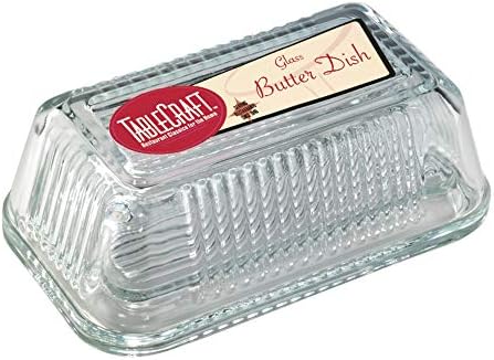 Tablecraft Ribbed Glass Butter Dish