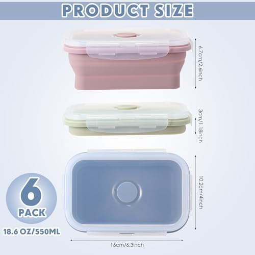 Mifoci 6 Pcs Collapsible Food Storage Containers with Lid, Morandi