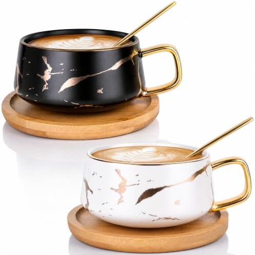 Peohud 2 Pack Ceramic Tea Coffee Cup, 10 OZ Coffee Mug with 304