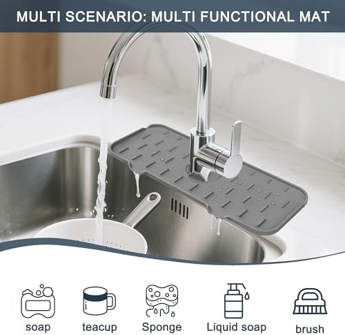 Gosmol Kitchen Sink Splash Guard Silicone Faucet Mat for Kitchen Sink