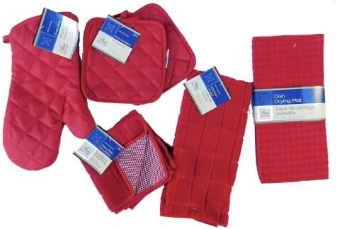 Home Collection Red Kitchen Linen Bundle Package Oven Mitts (2) Pot