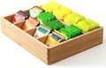 KIRIGEN Wooden Tea Bag Organizer for Drawer, 12 Compartments, Natural