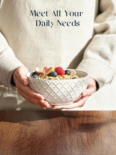 DOWAN Soup Bowls Set of 6, 26 OZ Cereal Bowls for Kitchen, 6" Ceramic