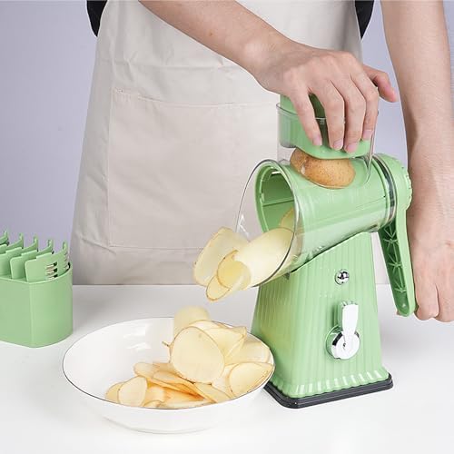 Rotary Cheese Grater with 5 Blades, Mint Green