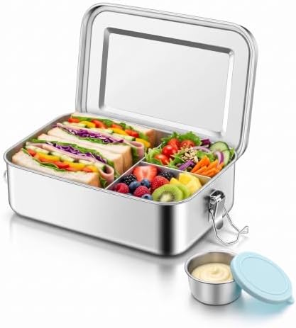 TeamFar Stainless Steel Bento Box, 47oz/1400ml Lunch Box for