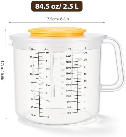 L Plastic Measuring Mixing Bowl with Handle Lid and Scale for Baking