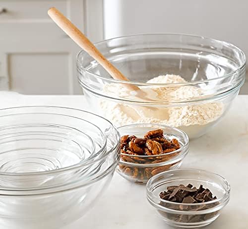 Lawei Set of 9 Glass Mixing Bowls - Glass Nesting Bowls Prep Bowl