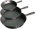 La Cuisine Pre Seasoned Cast Iron Skillet Set, 3 Piece Frying Pans (15 cm, 19 cm, 25 cm) Naturally Non Stick for Frying Grilling Sautéing Searing & Baking, GlassTop PFOA Free