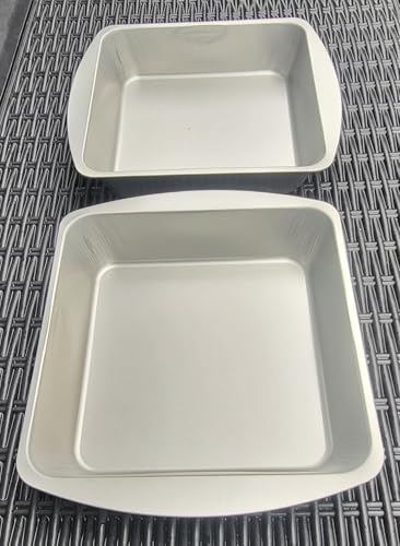 Square Metal Cake Pans, Silver Aluminum Bakeware Set, 2 Piece Baking