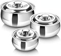 SIGNORA WARE Large Insulated Casserole Dish with Lid Set of 3. Stainless steel Hot Pot Food Warmer/Cooler -Thermal Soup/Salad Serving Bowl Stainless Steel Hot Food Container–Best Gift Set for Moms