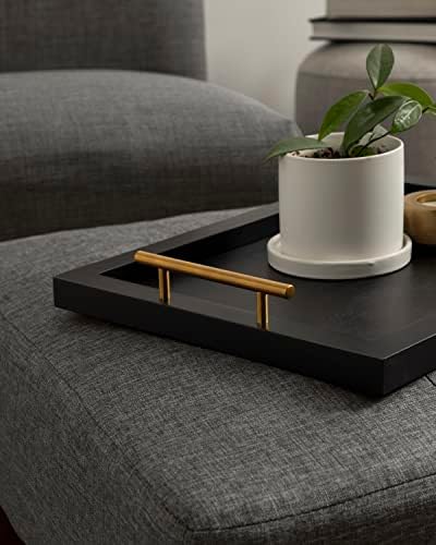 Kate and Laurel Halsey Rectangle Decorative Wooden Tray with Polished