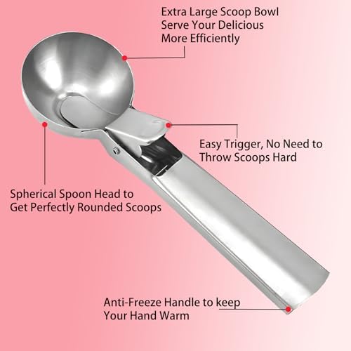 Ice Cream Scoop Set,2 Pcs Stainless Steel Ice Cream Scoop-With Release