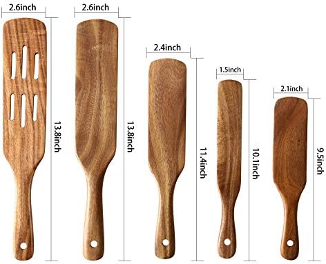 6 Pcs Natural Teak Wooden Spurtle Set