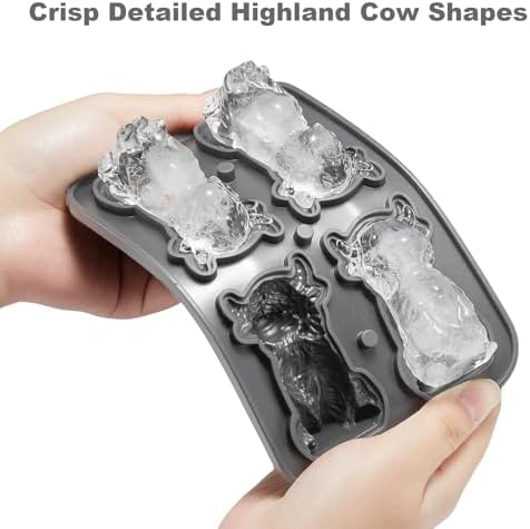 Nax Caki 3D Highland Cow Ice Cube Tray, Large Silicone Fun Shapes Ice