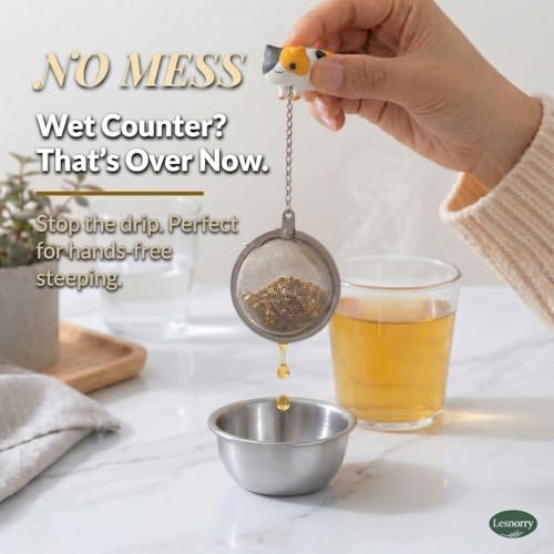 Calico Cat Tea Ball for Loose Leaf Tea, Cute Tea Infuser with 304