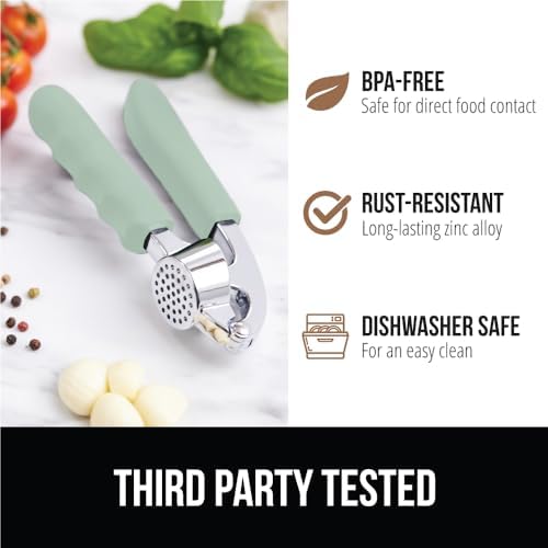 GORILLA GRIP Garlic Peeler and Press Set, Mint