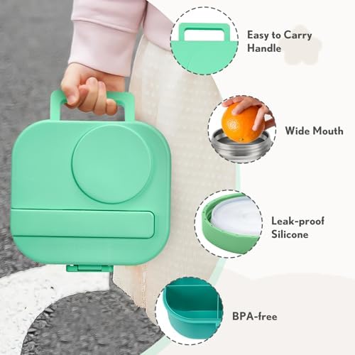 BOSEDSANG Bento Lunch Box with 12oz Soup Thermo,4 Compartments Lunch