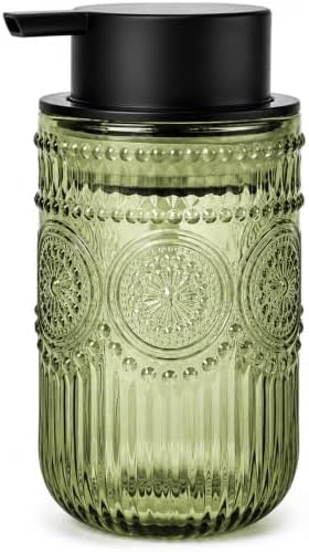 Foaming Soap Dispenser, Vintage Embossed Glass Foam Soap Dispenser