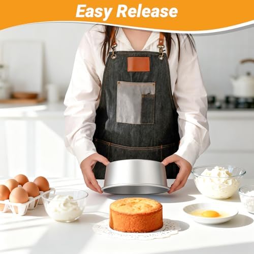 Beasea 8 Inch Cake Pans Set of 3, Aluminum Alloy Round Chiffon Cake