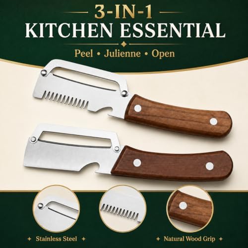 2-Piece Vegetable Peeler Set with Wooden Handles, Stainless Steel