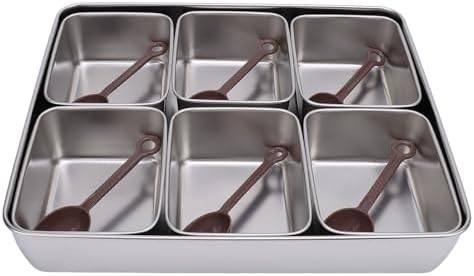 Divided Serving Tray with Lid, Stainless Steel 6 Removable Compartment
