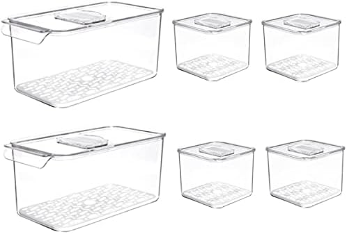 SANNO Produce Saver Containers for Refrigerator - Stackable Kitchen
