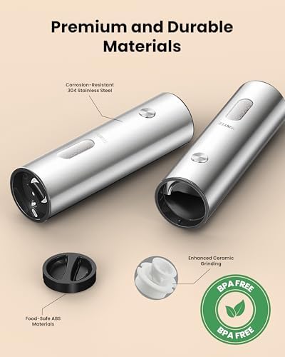 Rechargeable Electric Salt and Pepper Grinder Set, Charging Base