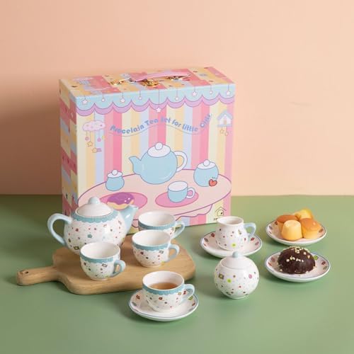 Sweejar Porcelain Tea Set for Little Girls,Kitchen Toys Tea Party Set