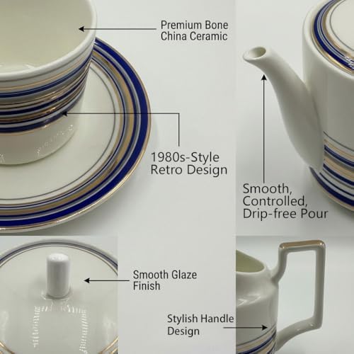 Vintage Tea Sets for Adults, Porcelain Complete Tea Sets - Golden&Blue
