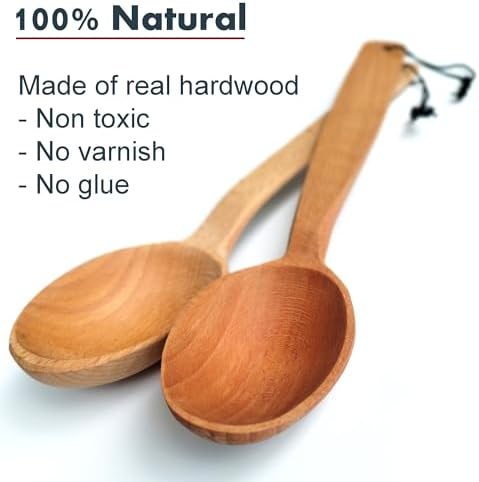 Deep Scoop Wooden Spoon for Cooking 14" – Extra Long Handle for Big