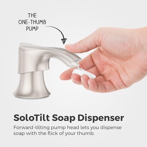 Pfister SoloTilt Kitchen Sink Soap Dispenser, Stainless Steel, 16 oz